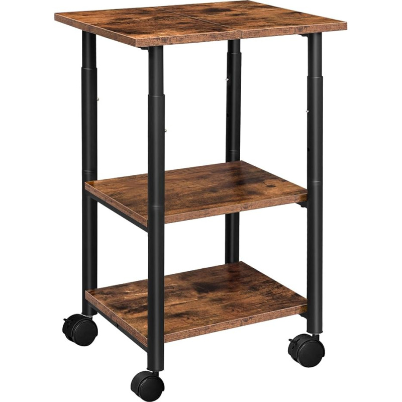 HOOBRO printerilaud, printeri statiiv lukustatavate ratastega, printerikäru 3 tasandiga, reguleeritava kõrgusega, kergesti kokkupandav, 48,5 x 40 x 67 cm, kontorisse, tumepruun/must EBF03PS01G1