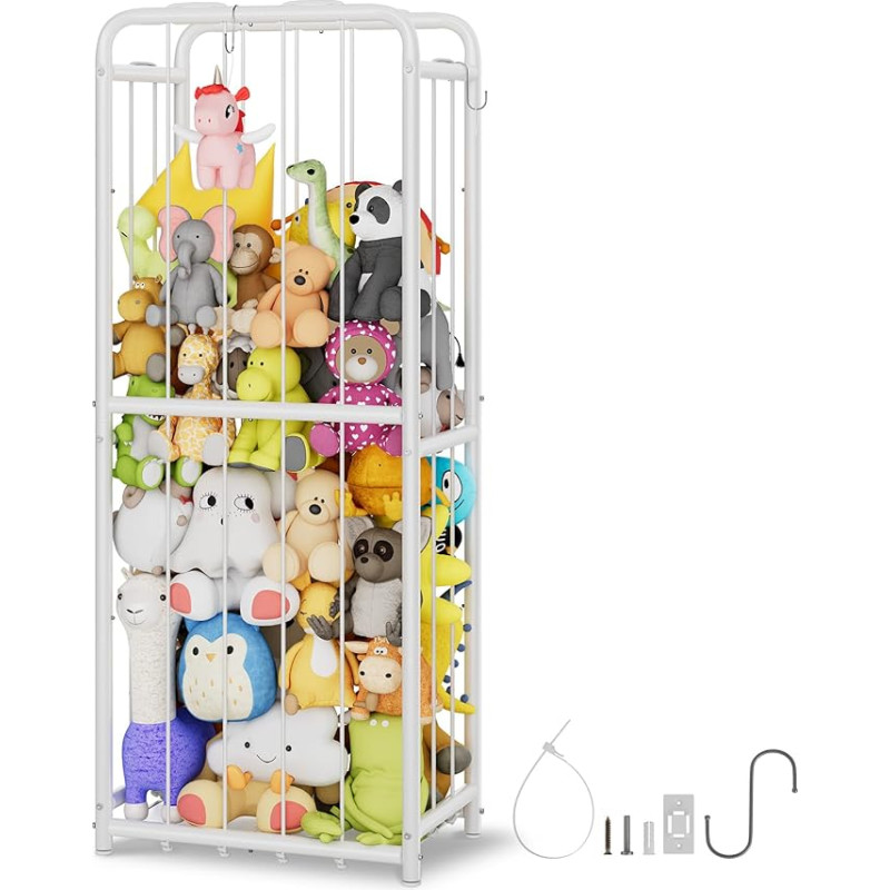 GRANNY SAYS pehmete mänguasjade hoidmine, pehmed mänguasjad elastse lindi ja konksudega, suur pluusist mänguasjade hoidmine, vertikaalne pehmete mänguasjade loomaaed lastetoas, elutoas, mängutoas