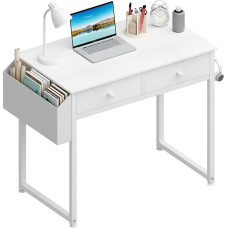 Lufeiya valge laud 2 sahtliga väike laud koos hoiuruumiga arvutilaua kontorisse kodukontorisse 80 x 40 x 79 cm