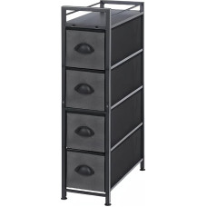 LIANTRAL vertikaalne õhuke kapp 4 riidest sahtliga, riidest kapp, hoiutorn, suure mahutavusega kapp magamistuppa, elutuppa, vannituppa, kitsasse ruumi, must ja tumehall