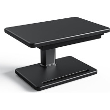 Fydeamer Monitorständer aus Holz | Höhenverstellbare Monitor Erhöhung mit Staufach | für Laptop Bildschirm und PC | 15 KG Tragkraft | Schwarz