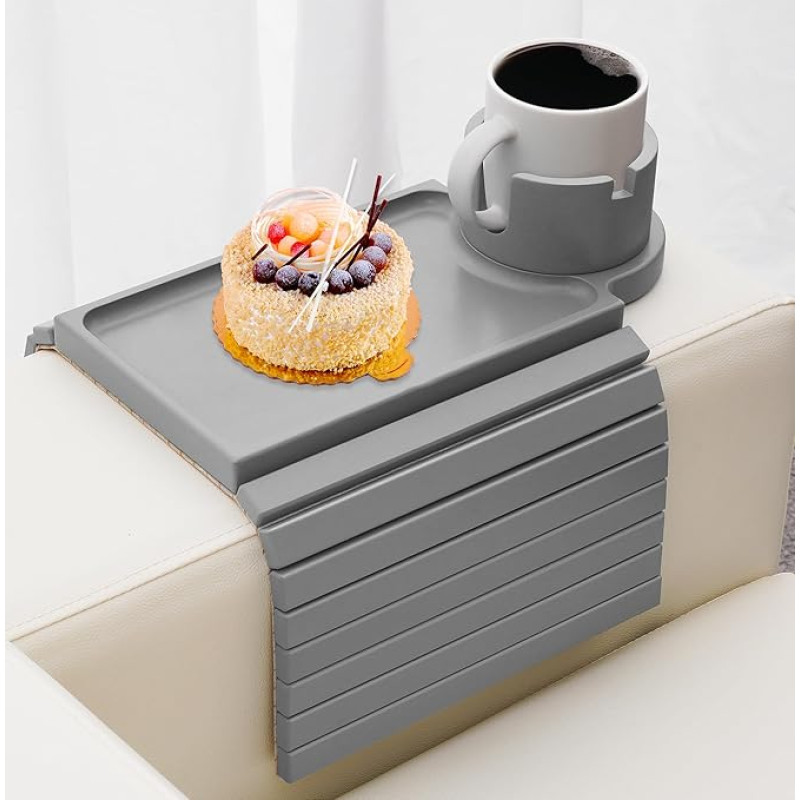 BAMBOOTRAY diivanitasside hoidja, suur diivanitaldrik 360-klassilise telefonihoidjaga, 3 in 1 bambusest diivanitaldrik koos libisemisvastase diivanikandikuga puldi, telefoni ja suupistete jaoks