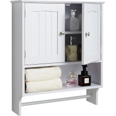 VEVOR Vannitoa seinakapp Meditsiinikapp 2 uksega ja reguleeritavate riiulitega, hoiukapp seinakapp avatud jaoturiga ja rätikuhoidjaga WC pesuruumi köögi jaoks