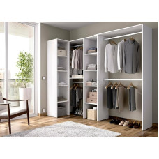 Dmora - Quadro Suur Walk In nurgas riidekapi struktuur Avatud nurgas riidepuud 228 x 79 x 187 cm Valge