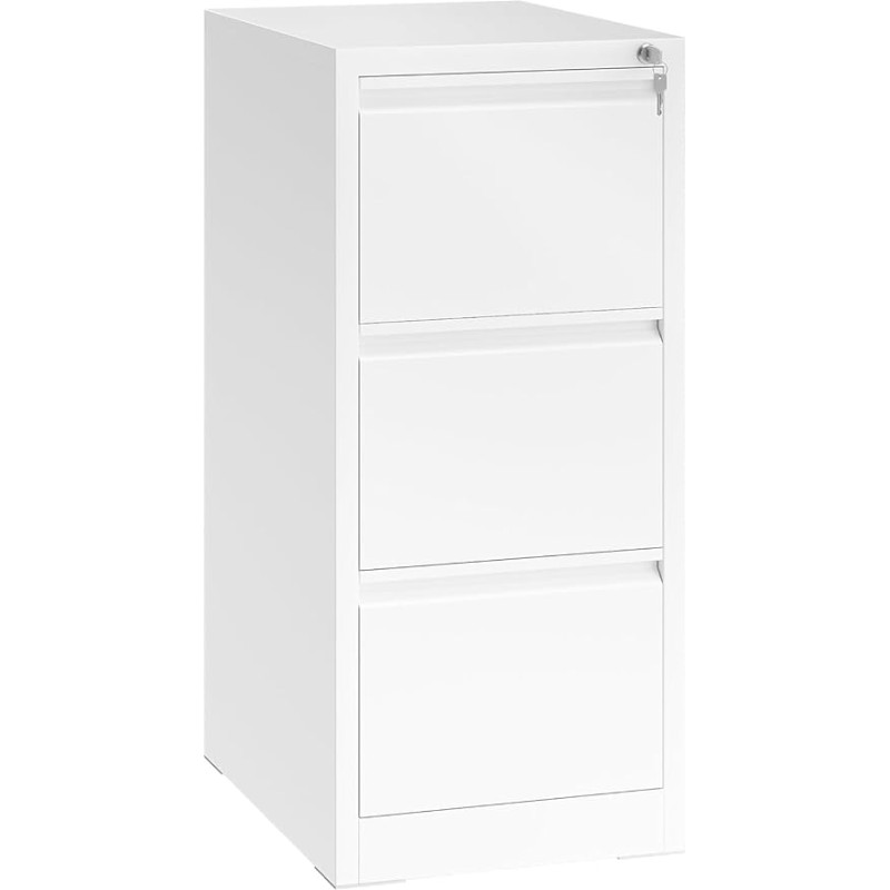 YITAHOME arhiivikapp 3 lukustatava sahtliga, kallutuskindel ratastega rulliv arhiivikapp kodukontorile, lauaalused arhiivikapid, valge, 62 x 46 x 103 cm