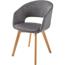 Riess Ambiente disainertool Nordic Star Hall tekstureeritud kangas puidust jalad Tamme välimusega söögitoatool Köögitooli Konverentsitool Ümmargune käetoega seljatugi koos käetugedega