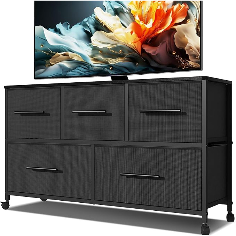 MYGIIVOVO kapp magamistuppa 5 riidest sahtliga, teleripult 4 rattaga, hoiustamise korraldaja elutuppa, lastetuppa (must)