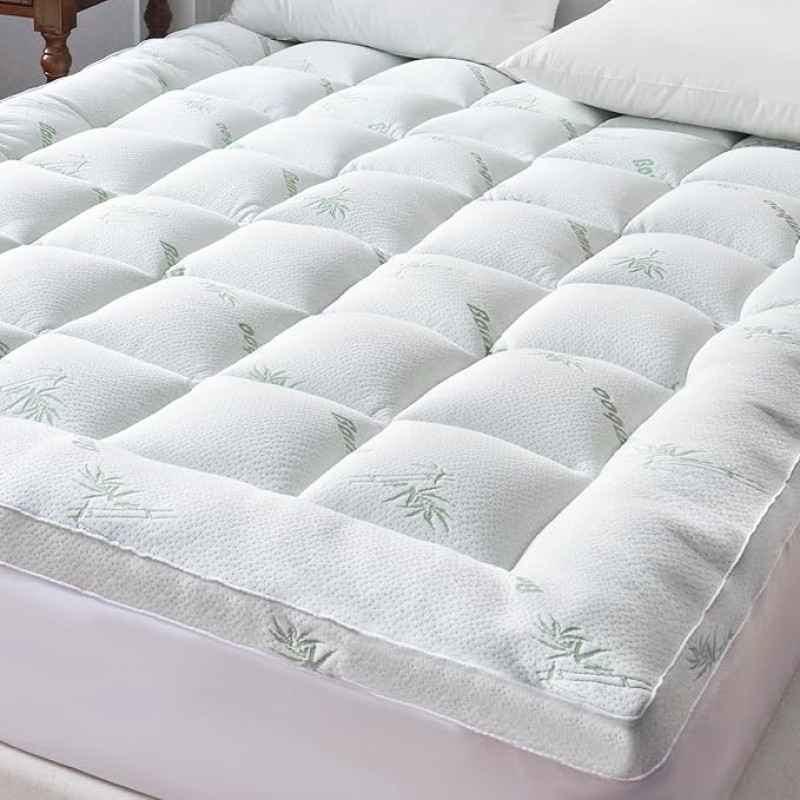 tuphen Matratzenauflage für Doppelbett - kühlender, gesteppter Matratzenschoner mit 45,7 cm tiefer Tasche, weicher, atmungsaktiver Bettauflage, erhöht den Komfort und unterstützt erholsamen Schlaf