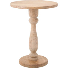 CLP Adamsville ümmargune küljelaud, massiivne Mindi puidust laud, käsitsi valmistatud kohvilaud elutuppa ja söögituppa, värv: värv: Antiikvalge