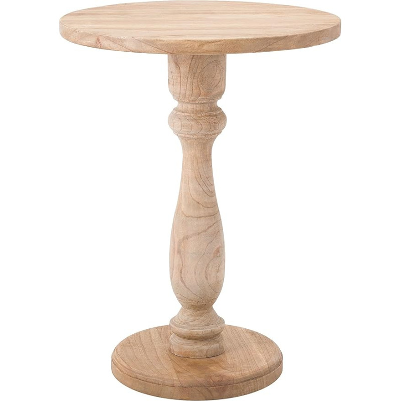 CLP Adamsville ümmargune küljelaud, massiivne Mindi puidust laud, käsitsi valmistatud kohvilaud elutuppa ja söögituppa, värv: värv: Antiikvalge