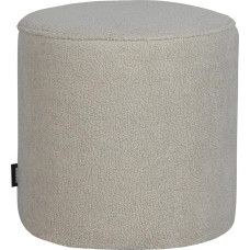 WOOOD Sara Stool Diameter 46 cm - Pouf High Stool Round Teddy Fabric Padded Footstock Seat Pouf - Off White Cream - 46 x 46 x 46 cm