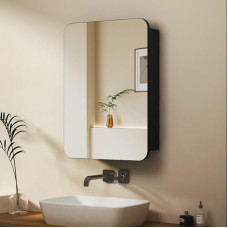 WDWRITTI Peegelkapp 70 x 50 cm Meditsiinikapp Metallist vannitoa kapp koos peegli ja riiulitega, seinakapp klaasriiuliga, vannitoa kapp, meditsiinikapp