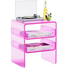 Selge akrüülist küljelaua 3-tasandiline sileda ja vastupidava disainiga öökapilaud, mis sobib ideaalselt magamistuppa, elutuppa või kaasaegse kodu kaunistamiseks, ideaalselt öökapilaudana või