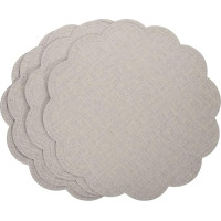 STOBAZA 4 Stück Teiliges Tischset aus Grauem Pu Leder rutschfest und Hitzebeständig Wasser Ölabweisend Dekorative Platzsets in Blumenform für Küche und Esszimmer Wiederverwendbar und