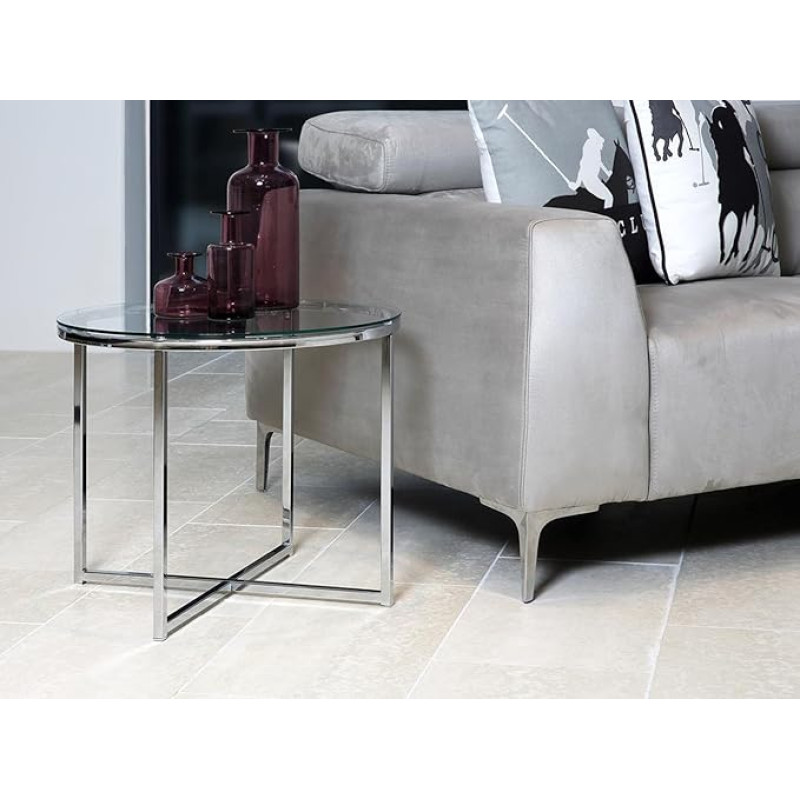 möbelando Crispo I Kõrvallaud Kohvilaud Elutoa laud Diivanilaud Klaasist laud Valge