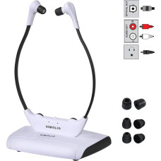 SIMOLIO digitaalsed juhtmevabad kõrvaklapid telerite jaoks, juhtmevabad, 2,4 GHz kuulmiskaitse TV kõrvaklapid eakatele mikrofoni ja laadimisjaamaga, ühilduvad optiliste, RCA, 3,5 mm AUX-ga