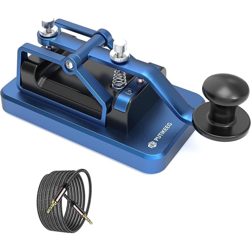 Mini CW Key Automatic Morse Send Telegram Double Paddle Morse Code Button Alumiinium sulamist korpus (sinine)