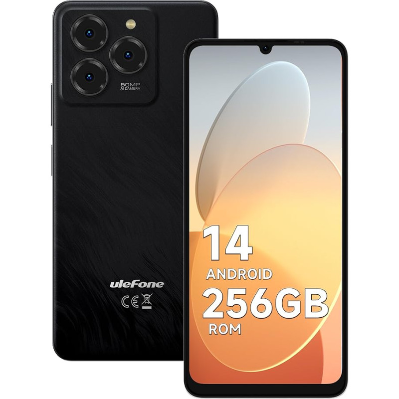 Ulefone Note 20 Pro mobiiltelefon Android 14, 256GB ROM/SD-1TB, 50MP + 8MP kaamera Octa Core 6.75 tolli HD+ Widevine L1, 6000mAh aku, Dual SIM 4G nutitelefon ilma lepinguta GPS/OTG/Face ID
