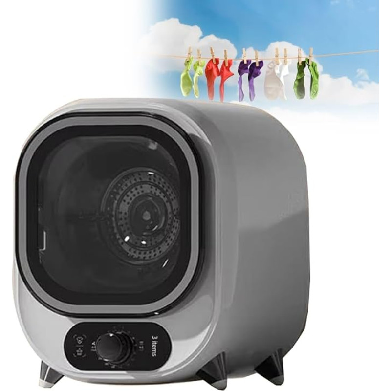 ELIKBH Condensation Tumble Dryer, Portable Mini Spin Dryer, 5 Drying Modes, 0.8 kg Load, Portable Mini Tumble Dryer, Mini Tumble Dryer, for Underwear (White)
