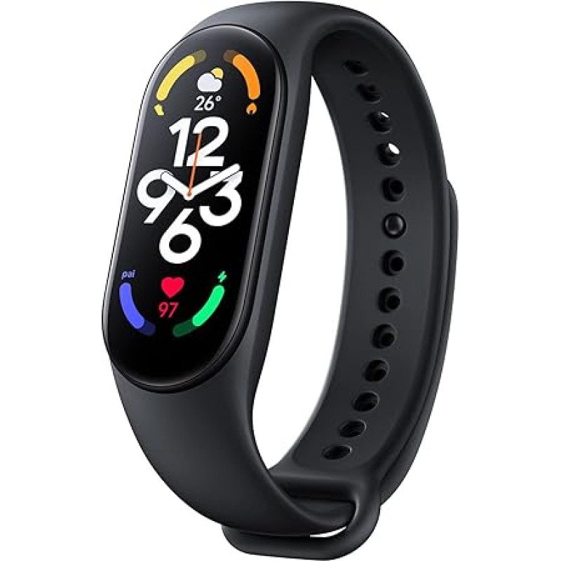 Xiaomi Mi Smart Band 7 1.62-tolline AMOLED ekraaniga fitness-aktiivsuse jälgimine, SpO2 jälgimine, une ja pulsi jälgimine, 110+ treeningrežiimi, 14-päevane aku, 5ATM veekindel, must