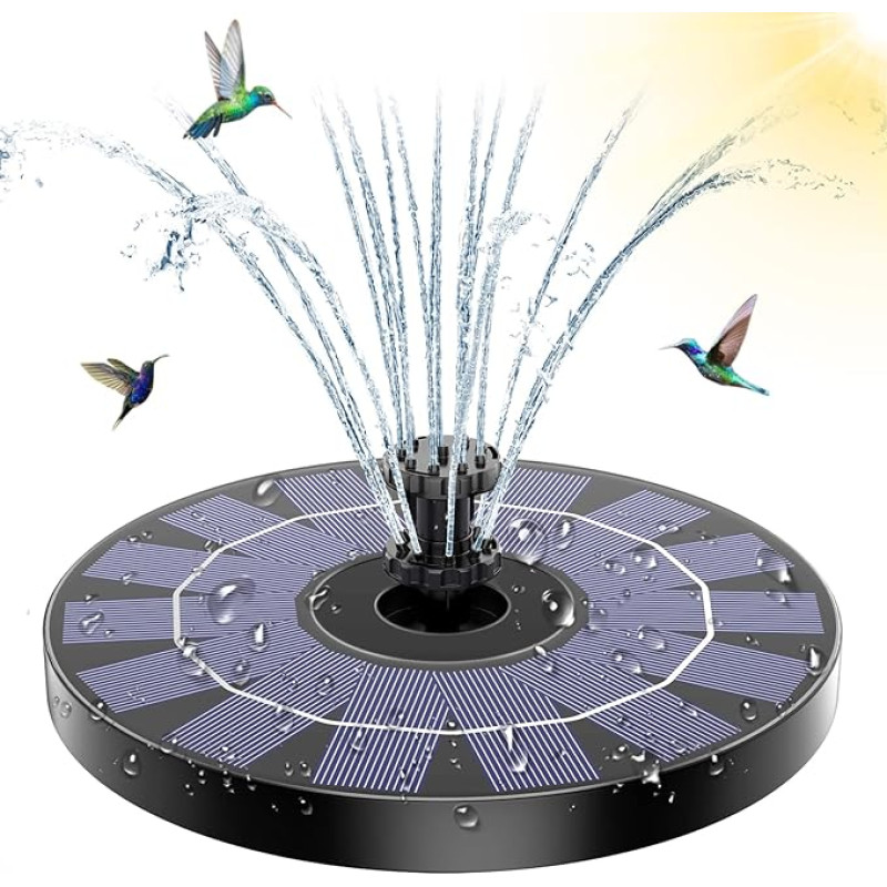 AMZtime Solar Fountain for Outdoor Upgrade 3.5 W Solar Fountain for Outdoors, Solar Pond Pump with 10 Effects Water Pump Floating Fountain Pump for Garden Pond Bird Bath Fish Container