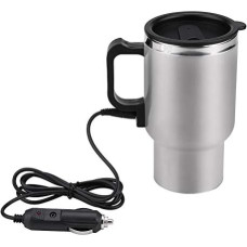 Keenso Car 12 V Kettle, Car 12 V 450 ml Stainless Steel Cigarette Lighter Kettle Heating Drinking Cup Travel Kettle with Cigarette Lighter Cable