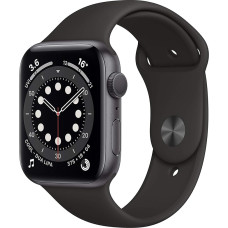 Apple Watch Series 6 (GPS, 44 mm) alumiiniumist korpus Space Grey koos musta spordirihmaga (uuenenud)
