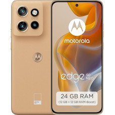 Motorola edge50 neo nutitelefon (kriimustuskindel 6,36-tolline POLED ekraan tänu Gorilla Glass 3-le, 50 MP kaamera Moto-AI-ga, 12/512 GB, vastupidav, tolmu- ja mustuskindel) Pantone Lattè koos kaitsva