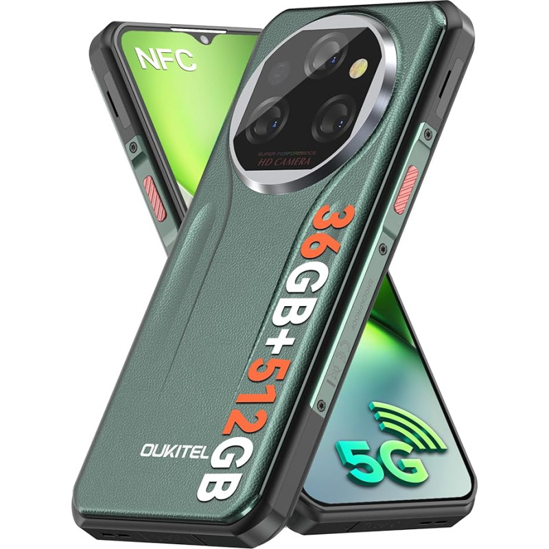 OUKITEL WP39 Pro Outdoor Smartphone 5G - 36GB + 512GB/TF 2TB 11000mAh Outdoor mobiiltelefon ilma lepinguta, 6,6-tolline FHD + Android 14 veekindel ehitusplatsi mobiiltelefon, 64MP + 32MP + 8MP öösel