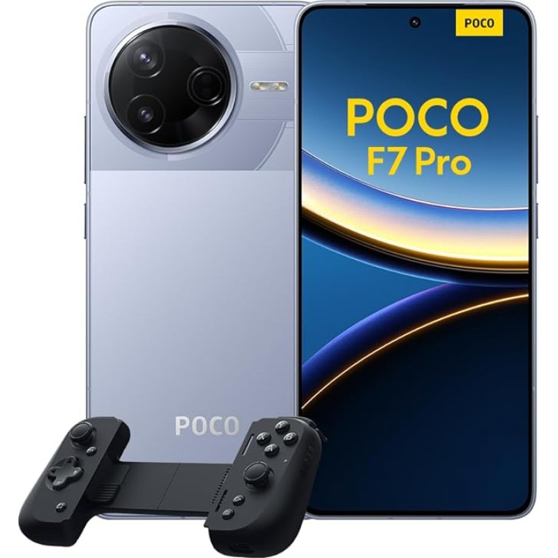 Xiaomi Poco F7 Pro nutitelefon, 12 + 512 GB, sinine, mobiiltelefon ilma lepinguta, 50 MP, 120 Hz AMOLED ekraan, Snapdragon protsessor, 6000 mAh aku, 90 W HyperCharge, HyperAI, Dual SIM + Razer Kishi