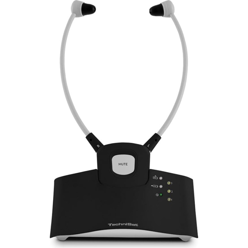 TechniSat STEREOMAN ISI 2 (versioon 2) juhtmevabad stereokõrvaklapid teleritele ja muusikasüsteemidele koos dokkimisjaamaga, mustad