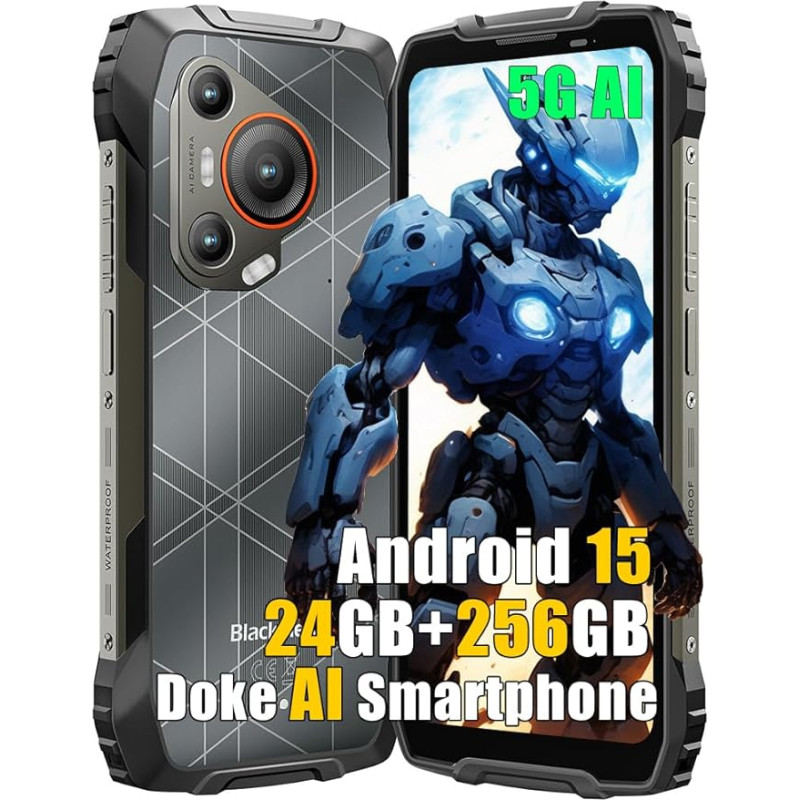 Blackview BL7000 5G Välimaa mobiiltelefon AI nutitelefon Android 15, 24GB + 256GB / SD-2TB AI mobiiltelefon, 6,78-tolline FHD + ehitusplatsil kasutatav mobiiltelefon, 50MP + 32MP, 7500mAh, 4G + 5G välimaa nutitelefon