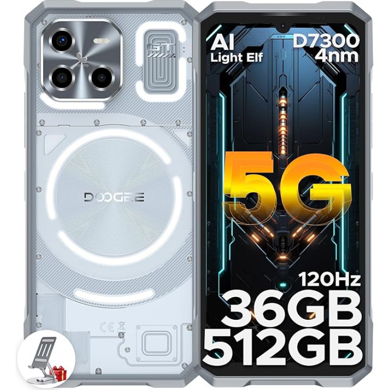 DOOGEE Blade GT Ultra 5G mobiiltelefon ilma lepinguta, 36 GB RAM + 512 GB ROM, 4nm MediaTek 7300, 100 MP AI kaamera, 6,72-tolline FHD + 120 Hz välitingimustes kasutatav nutitelefon Android 14, LED-valgus/5500mAh/33W