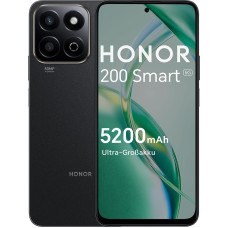 HONOR 200 Smart 5G nutitelefon, Android mobiiltelefonid ilma lepinguta (5200 mAh, IP64, 6,8-tolline 120 Hz ekraan, 256 GB / 4 GB RAM, 50 MP + 2 MP, Dual SIM, NFC), kesköö must