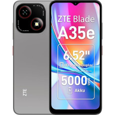 ZTE nutitelefon Blade A35e (6,52-tolline HD Waterdrop ekraan, 4G LTE, 2GB RAM, 64GB sisemälu (laiendatav microSDXC kuni 1TB), 8MP põhikaamera, 5MP esikaamera, Dual SIM, Android 14) Silver