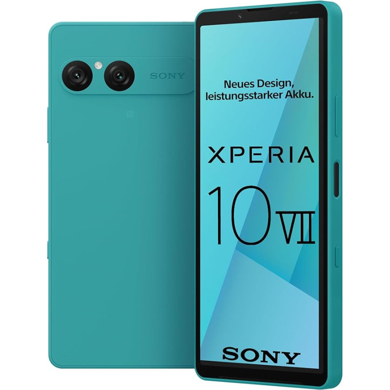 Sony Xperia 10 VII - 6,1-tolline 19,5:9 OLED 120 Hz, pikk aku - 5000 mAh aku, kolm fookuskaugust, 3,5 mm heli, Android 15, IP65/68, Dual SIM hübriid, türkiissinine värvus