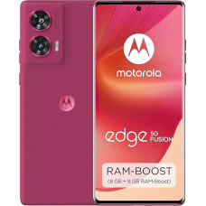 Motorola Moto Edge50 Fusion nutitelefon (6,7-tolline FHD+ POLED ekraan, 50 MP kaamera, 8/256 GB, 5000 mAh, sisaldab 68 W laadijat, Android 14) Hot Pink, sisaldab kaitsekatet ja mobiiltelefoni hoidikut.