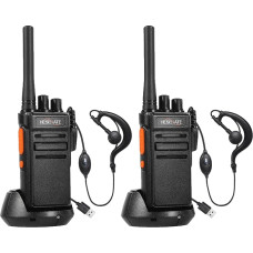 HESENATE HT66 raadiokomplekt, PMR446 Royalty-Free Woki Toki, pikamaa Walkie Talkie, professionaalne raadio 16 kanaliga Walky Talky käsiraadio Scan VOX koos kõrvaklappidega (must, 2 komplekt)