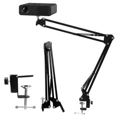 Kokkupandav projektorihoidik voodile, lauaprojektori statiiv, 360° pöörlev projektori statiiv 1/4 keermega ja C-klambriga, reguleeritav projektori statiiv kodukino, kontori, mängutoa jaoks, pakett 1, must