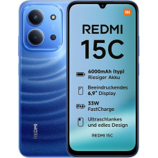 Xiaomi Redmi 15C nutitelefon 4 GB + 128 GB, 6,9-tolline 120 Hz ekraan, 50 MP AI kaksikkaamera, 6000 mAh aku, 7,99 mm õhuke, kuuvalgusesinine värvus