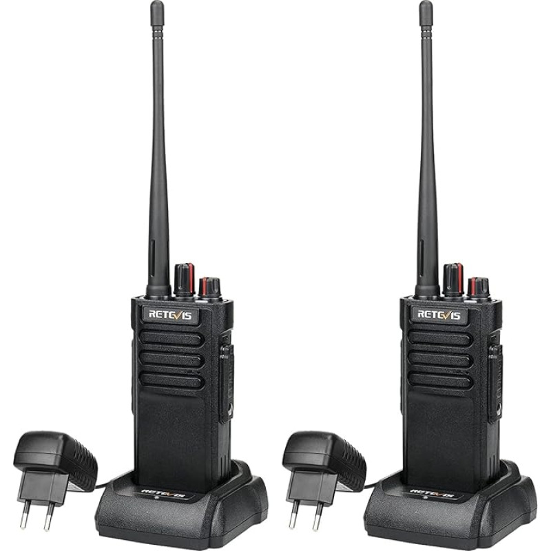 Retevis RT29 Walkie Talkie pika ulatusega, professionaalne raadioside veekindel IP67, 3200 mAh, VOX, 16 kanalit, vastupidav raadio ehitusplatsil, jahil, talus (must, 2 tk)