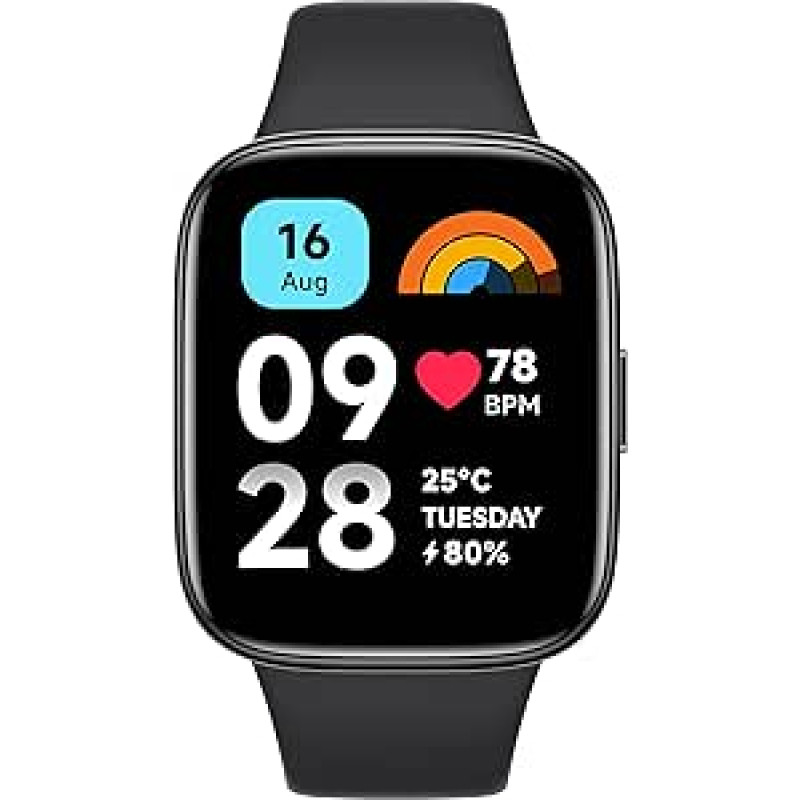 Xiaomi Redmi Watch 3 Active Black, LCD ekraan, 1,83 tolli, Bluetooth, 100 spordirežiimi, spordijälgimisseade, veekindel 50 m, kuni 12 päeva aku kestvusega.