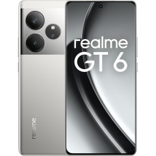 realme GT6 nutitelefon 5G 8 + 256 GB, Snapdragon 8s Gen 3 kiibistik, 6000nit Ultra Bright Display, Sony LYT-808 OIS kaamera, 120 W SUPERVOOC laadimine, 5500 mAh massiivne aku, Fluid Silver (ilma adapterita)