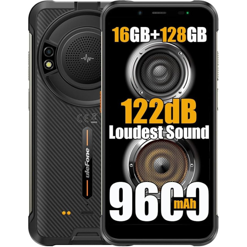 Ulefone Power Armor 16S välitingimustes kasutatav mobiiltelefon ilma lepinguta, Android 13 16GB + 128GB + 2TB välitingimustes kasutatav nutitelefon ilma lepinguta, 3.5W kõlar, 9600mAh, 50MP, 5.93 tolli FHD+, IP68 mobiiltelefon, Dual