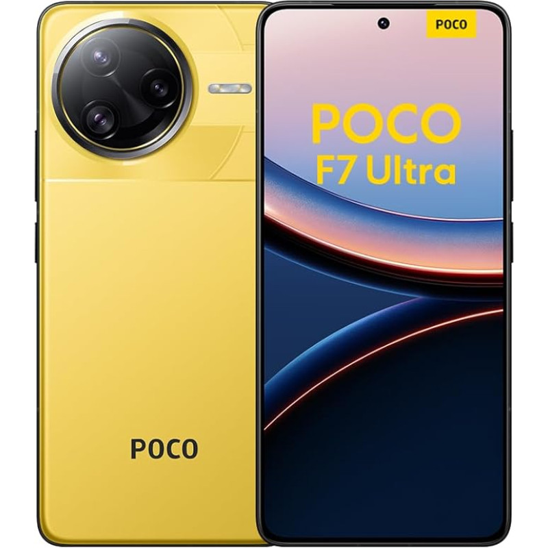 XIAOMI Poco F7 Ultra nutitelefon, 16 + 512 GB, kollane, mobiiltelefon ilma lepinguta, 50 MP, 120 Hz AMOLED ekraan, Snapdragon lipulaevaprotsessor, 5300 mAh aku, 120 W HyperCharge, HyperAI, Dual SIM