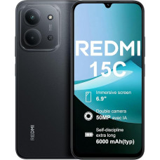 XIAOMI Redmi 15C nutitelefon 2025 - 4 GB / 128 GB, ekraan 6,9 tolli, 120 Hz, 50 MP kaksikkaamera, 6000 mAh must (ilma laadimisadapterita)