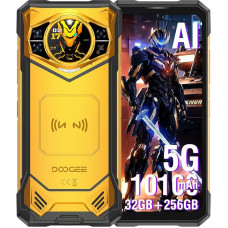 DOOGEE S200 X 5G välitelefon ilma lepinguta, 6,72-tolline FHD + 120GHz ekraan, 32GB RAM + 512GB ROM, 100MP + 20MP öönägemisega AI-kaamera, NFC, 1,32-tolline AMOLED-ekraan tagant robustne, Android 14