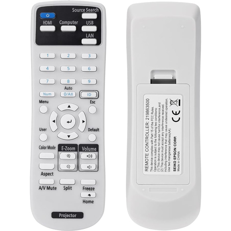 Aimdio 219863500 Projektori kaugjuhtimispult Epson EB-FH52 FH06 EH-TW740 TW750 TW710 EB-W51 W06 W49 W52 X06 X49 X51 X500 EB-760W 770F 775F 20 725W 725Wi 735F 735Fi EB-992F EB-982W EB-L200F E01 E10