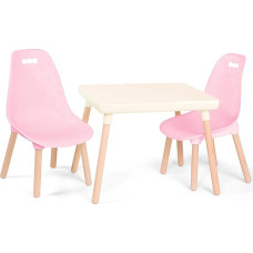 B. toys - Kid Century Modern: Laua ja toolide komplekt - roosa - laste laua ja toolide komplekt - 1 käsitöölaud ja 2 laste tooli - naturaalsed puidust jalad - mööbel lastele.