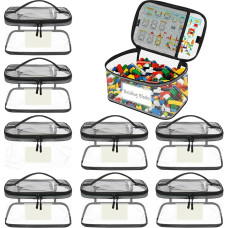 8 mänguasja hoiukoti pakend koos nimesildi ja juhenditega kott, veekindel koos tõmblukuga ja võrkjaamadega, pehmete mänguasjade hoiustamine Lego ehitusplokkide, vanniloomade, mõistatuste jaoks.